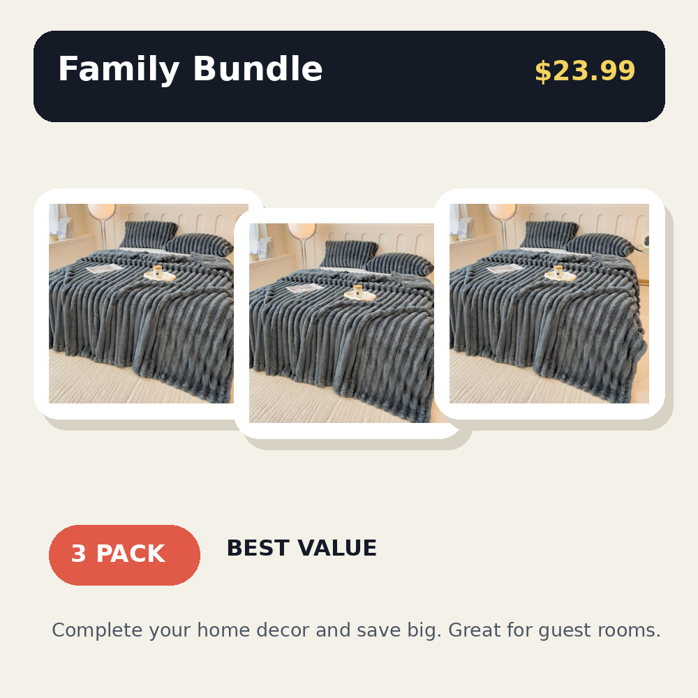 Super Soft Fleece Throw Blanket - Fluffy Stripe Texture Lightweight Blanket for Couch and Bed