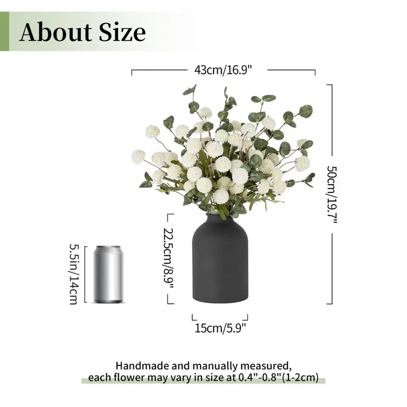 Artificial Flowers in Vase: 12 Stems of Mums and Eucalyptus Faux Floral Arrangements