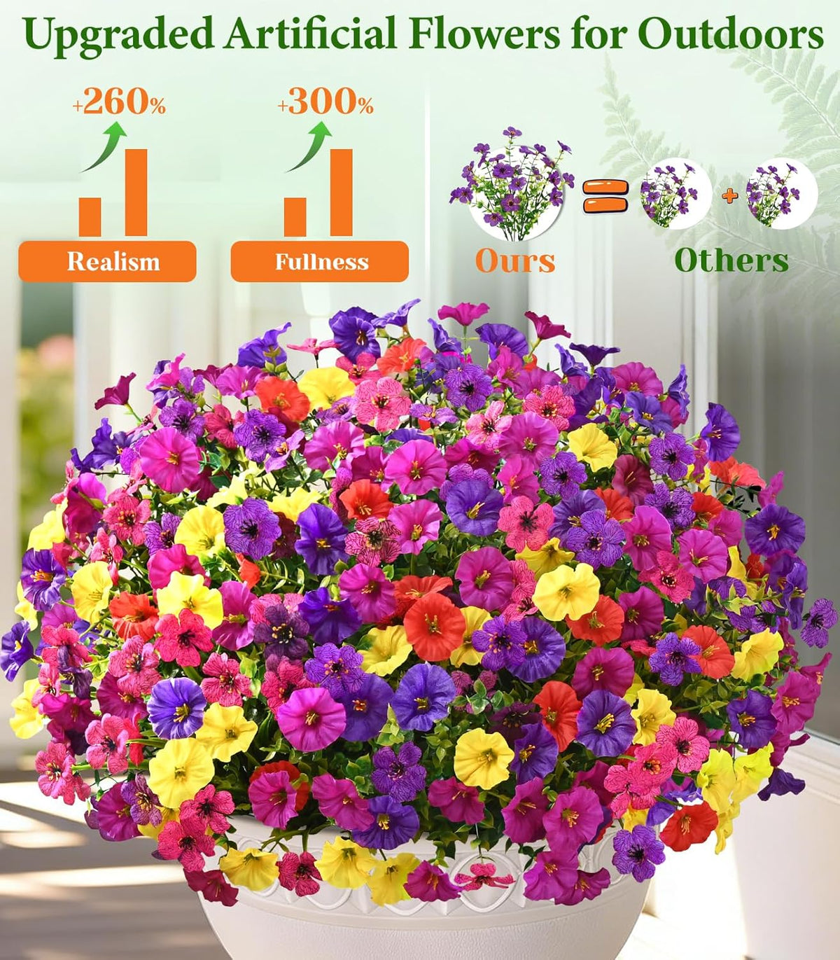 Yastouay Artificial Flowers for Outdoors, 14 Bundles UV Resistant Artificial Outdoor Flowers, Realistic Fake Outdoor Flowers Plant Faux Flowers for Outdoor Planters Front Porch Patio Window Box