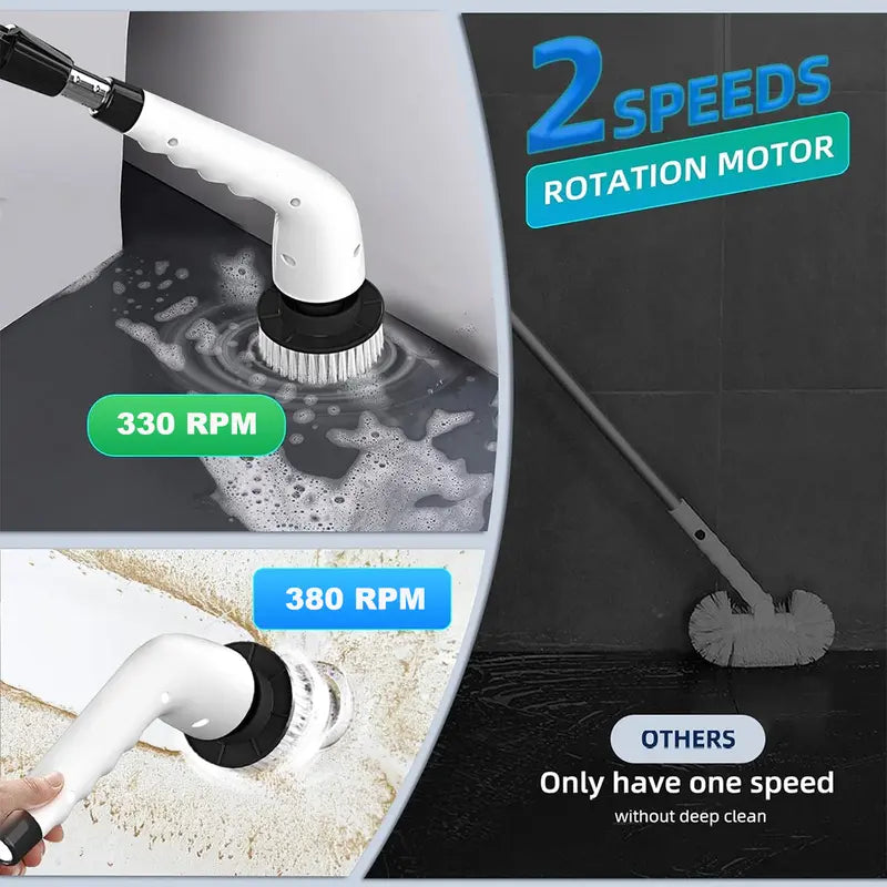 Portable Cordless Electric Spin Scrubber - IPX7 Waterproof with 4 Replaceable Heads