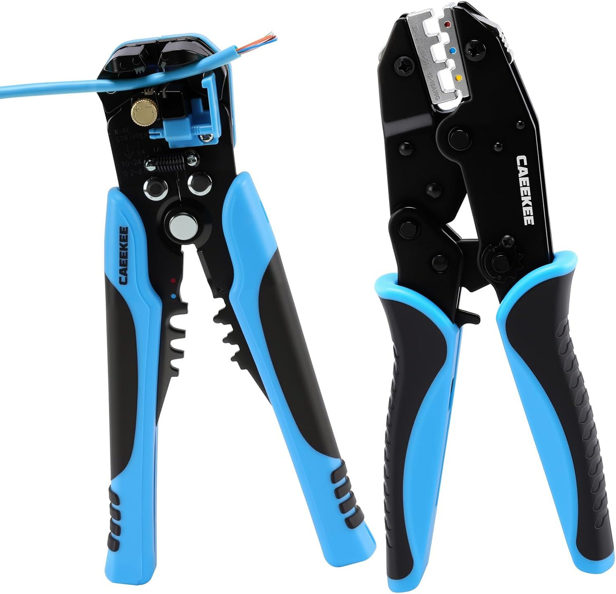 Wire Stripper and Crimping Tool Kit, AWG 24-10 Self-Adjusting Stripper with AWG 22-10 Ratchet Crimper