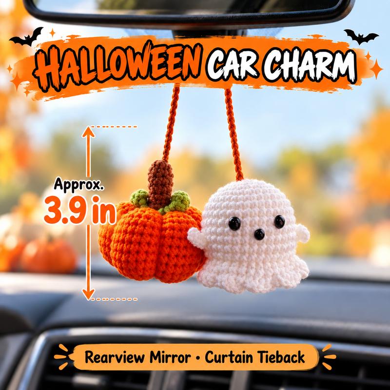 Handmade Crochet Flowers Bouquet - Halloween Pumpkin and Ghost Decor Gift