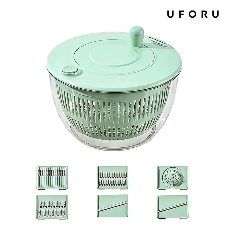 🔥🔥🔥5.3 Qt Large 3-in-1 Rotating Salad Spinner Set with 5-Blade Slicer and Juicer