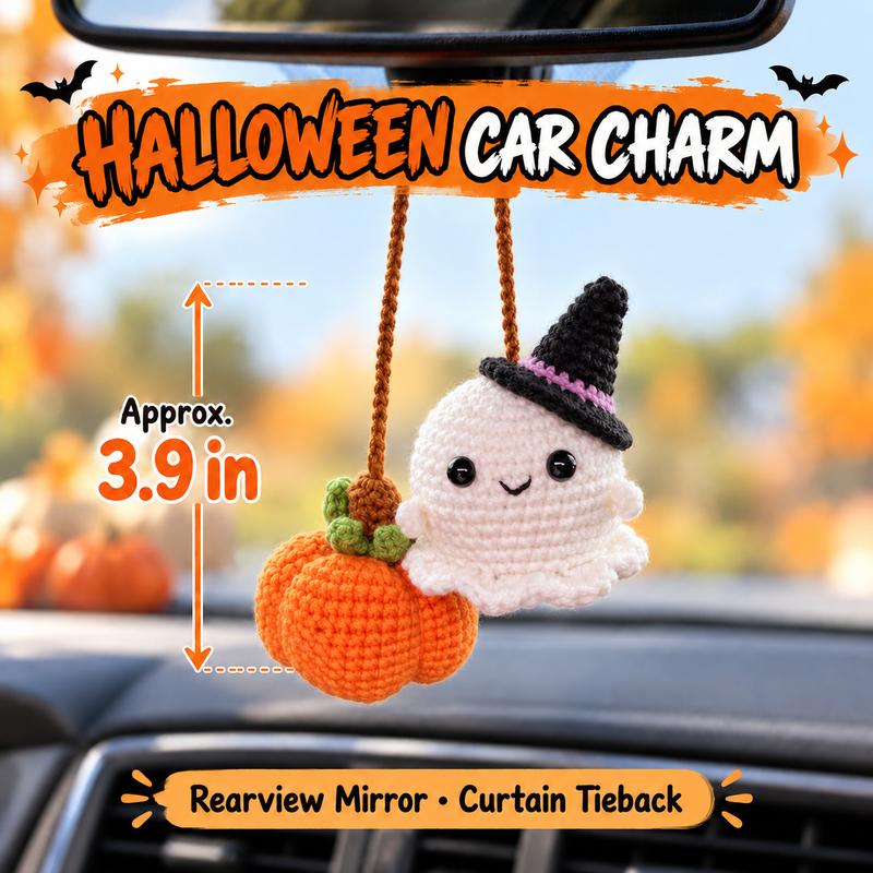 Handmade Crochet Flowers Bouquet - Halloween Pumpkin and Ghost Decor Gift
