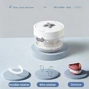 Retainer Cleaner Case Box with Drain Tray, Mirror and Brush for Travel and Daily Use