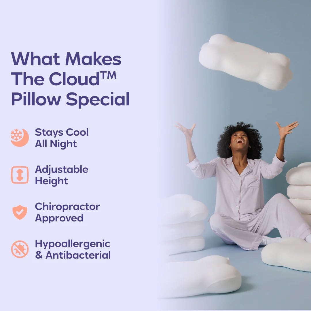 Memory Foam Pillow for Neck & Shoulder Support, Dual Height Ergonomic Cervical Pillow for All Sleepers