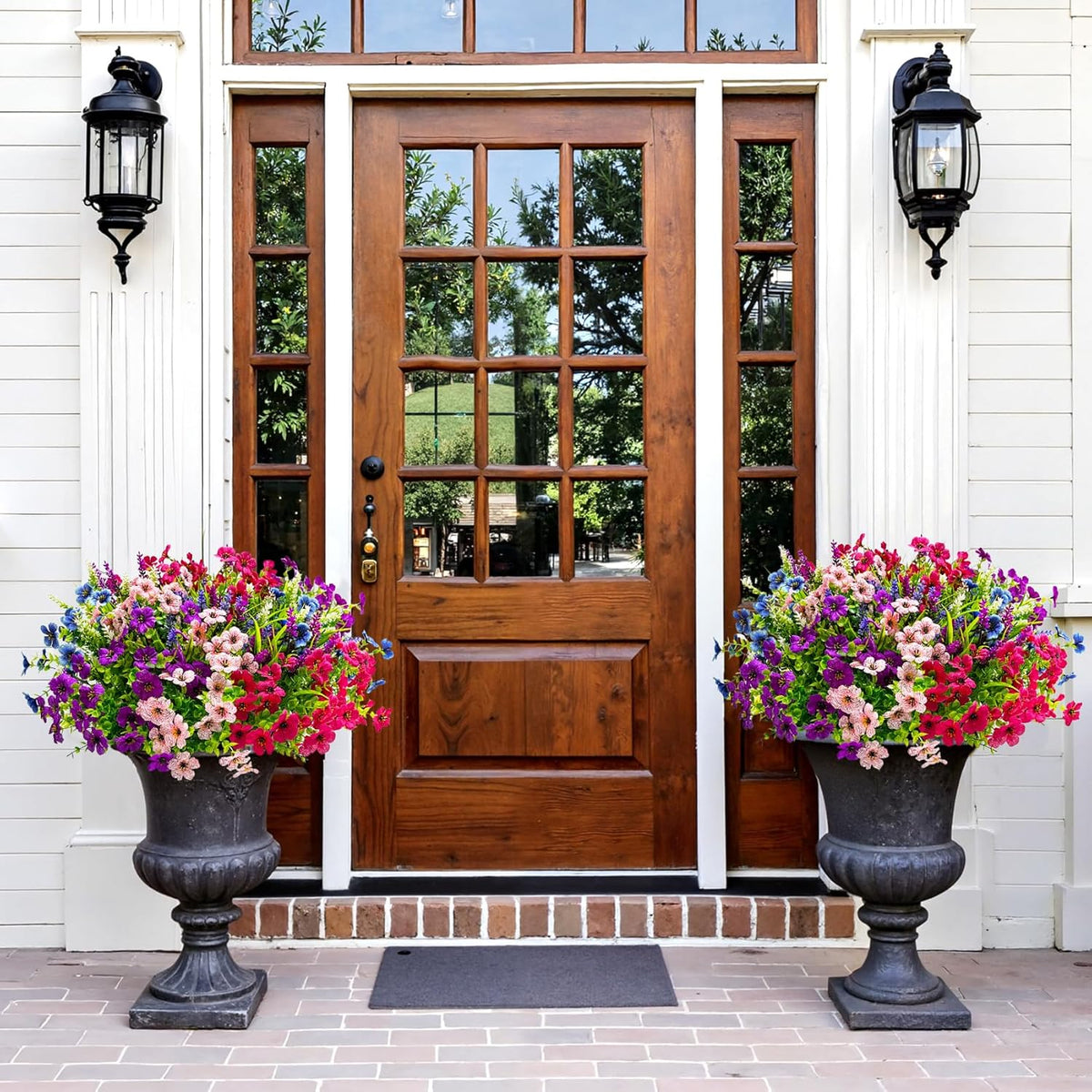 20 Bundles Artificial Flowers for Outdoors Decoration Fake Silk Flowers UV Resistant Faux Plants Artificial Daisy Eucalyptus for Spring Summer Garden Yard Porch Window Home Decor, Mixed