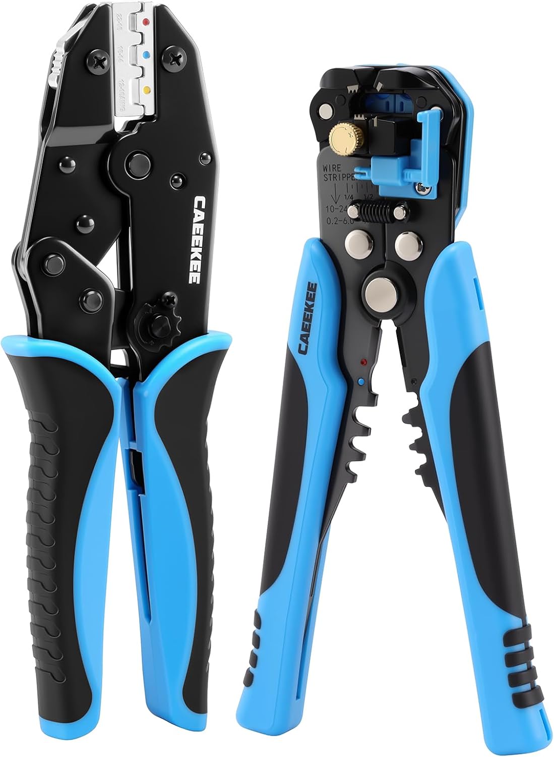Wire Stripper and Crimping Tool Kit, AWG 24-10 Self-Adjusting Stripper with AWG 22-10 Ratchet Crimper