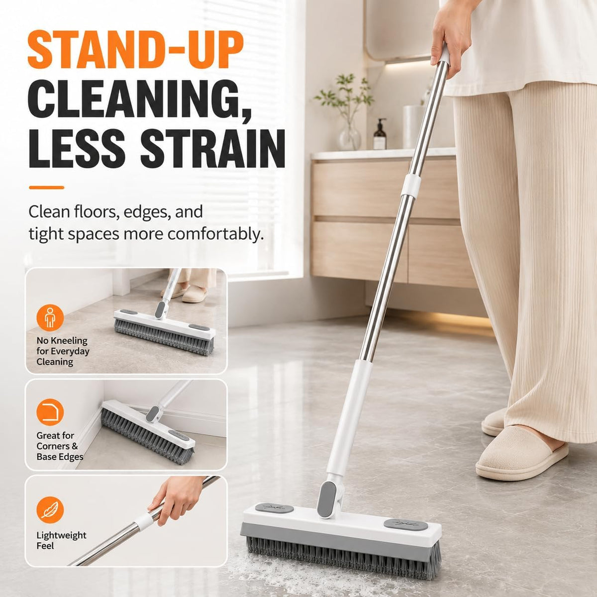 180° Rotating Gap Cleaning Tool - Extendable Adjustable No-Touch Cleaner for Windows and Floors