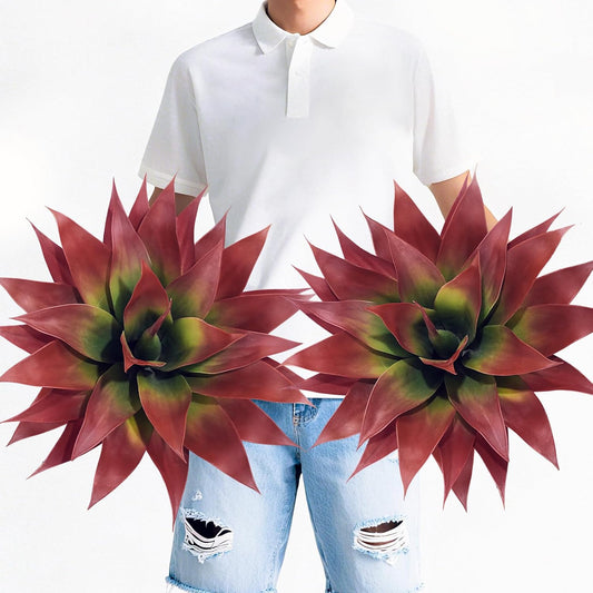 2PCS Large Artificial Agave Plants - UV Resistant Red Faux Succulents for Indoor Outdoor Decor