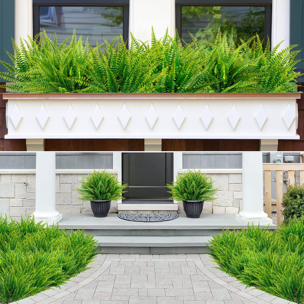 Lush Bundles Artificial Boston Ferns Home Decor Set