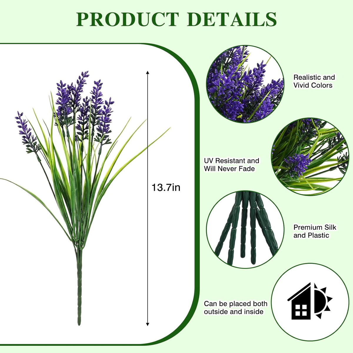 Outdoor Artificial Flowers UV Resistant 12pcs Fake Monkey Grass with Flowers Faux Plants for Garden Porch Window Patio Planter Pathway