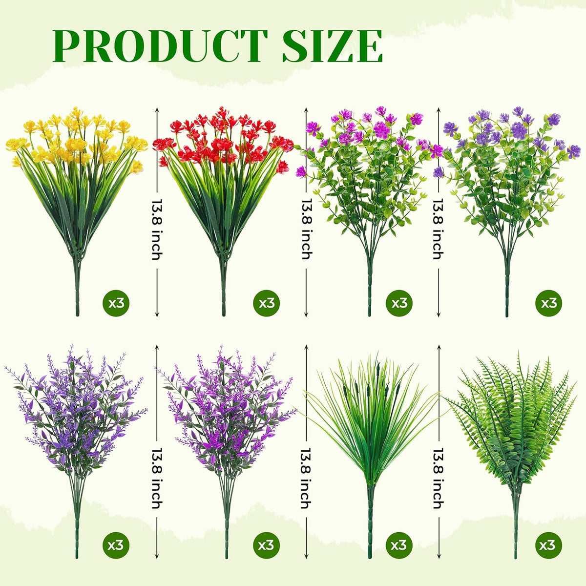 Der Rose 24 Bundles Artificial Flowers Bulk for Outdoors UV Resistant Fake Flowers Spring for Garden Patio Porch Farmhouse Home Window Box Decor（Colourful）
