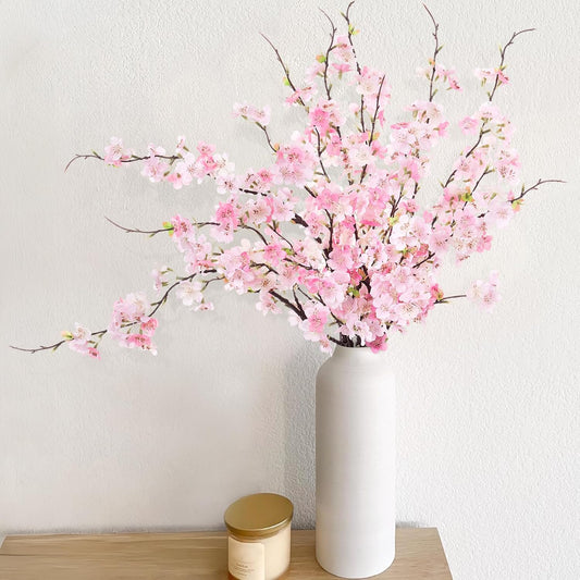 6 PCS Faux Cherry Blossom Branches Decor 31.5 Inch Long Stems Fake Artificial Flowers for Home Indoor Decoration Vase Arrangement Living Room Table Bedroom Spring Decor