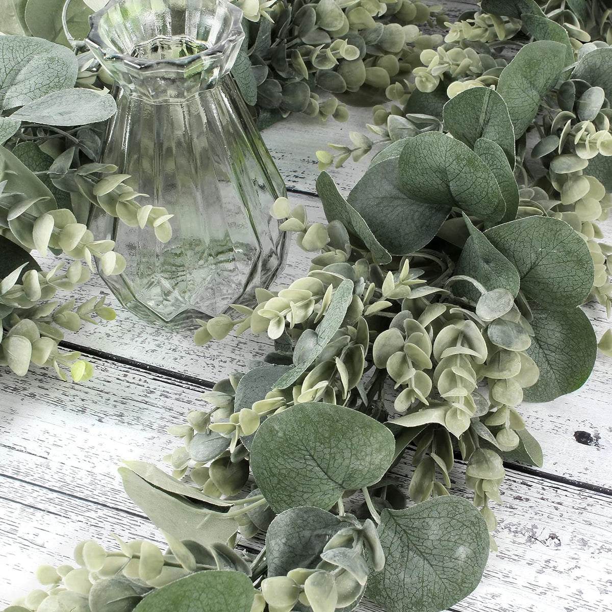 FLORLAB 6.2 Ft Long Faux Eucalyptus Greenery - Wedding Arch Summer Decor - Lambs Ear & Magnolia Garland