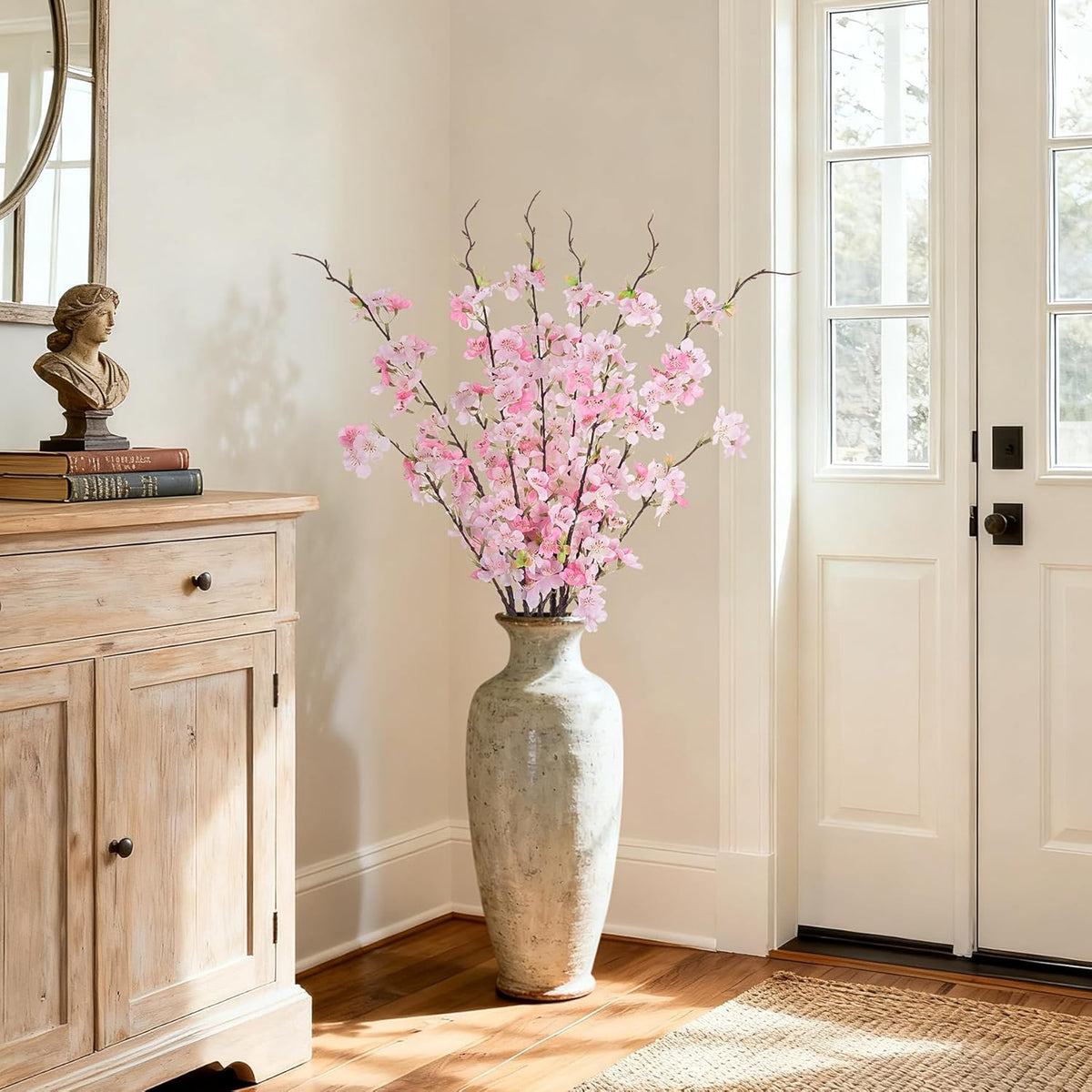 6 PCS Faux Cherry Blossom Branches Decor 31.5 Inch Long Stems Fake Artificial Flowers for Home Indoor Decoration Vase Arrangement Living Room Table Bedroom Spring Decor