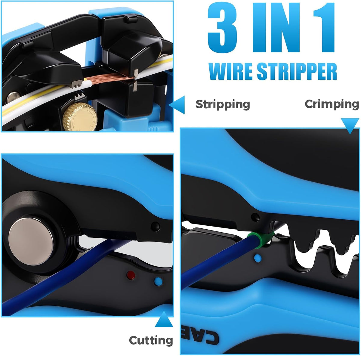 Wire Stripper and Crimping Tool Kit, AWG 24-10 Self-Adjusting Stripper with AWG 22-10 Ratchet Crimper
