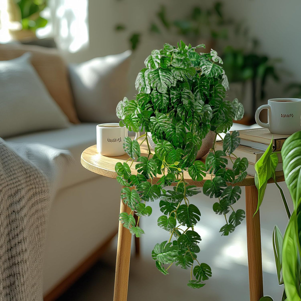 Decorative Artificial Hanging Monstera Resistant Indoor Decor Set