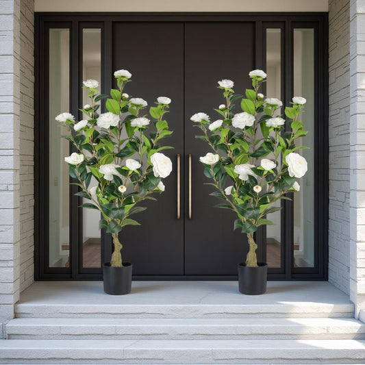 Stylish Artificial Camellia Pot Potted Home Decor Bundle