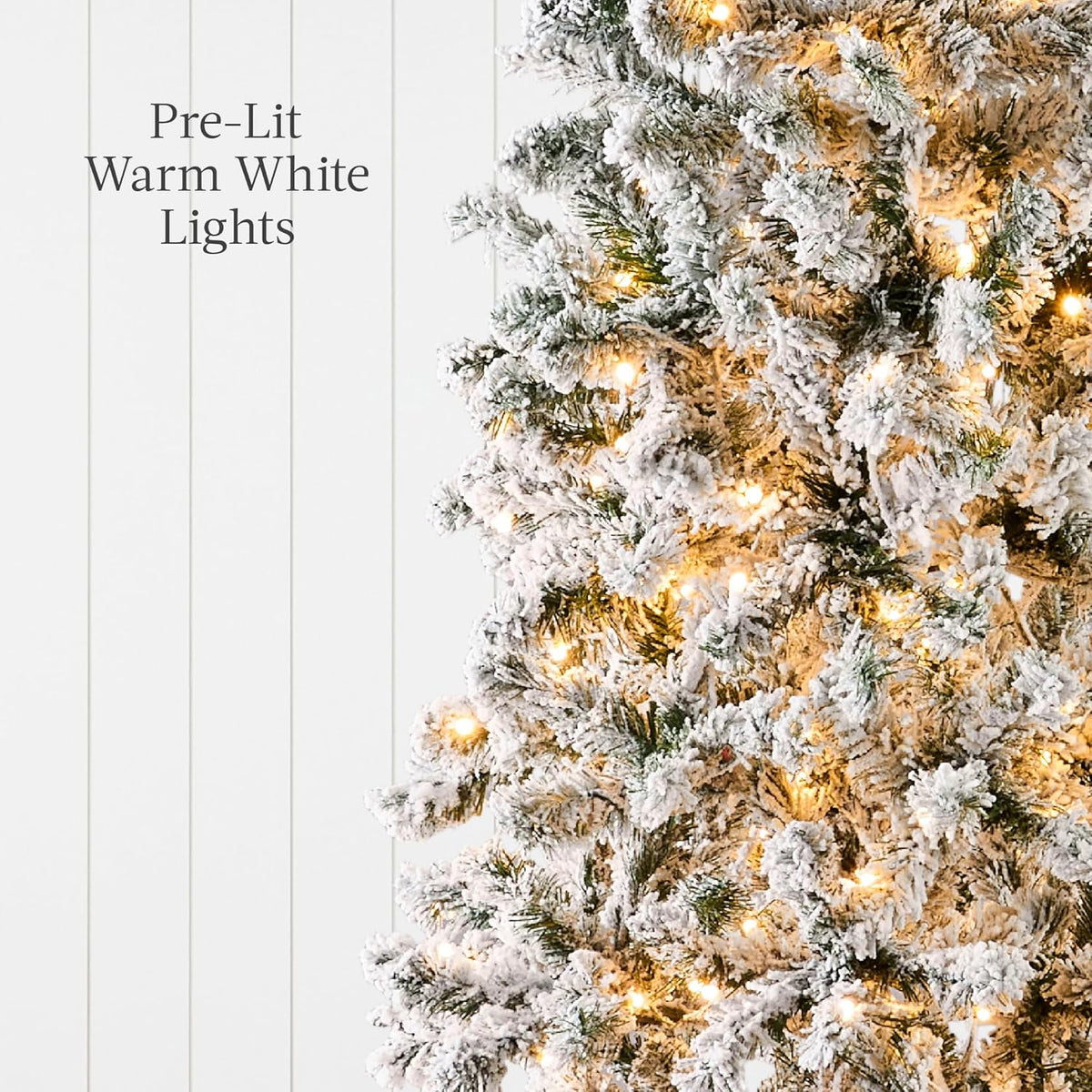 Timeless Prelit Flocked Pencil Warm Holiday Decor Set
