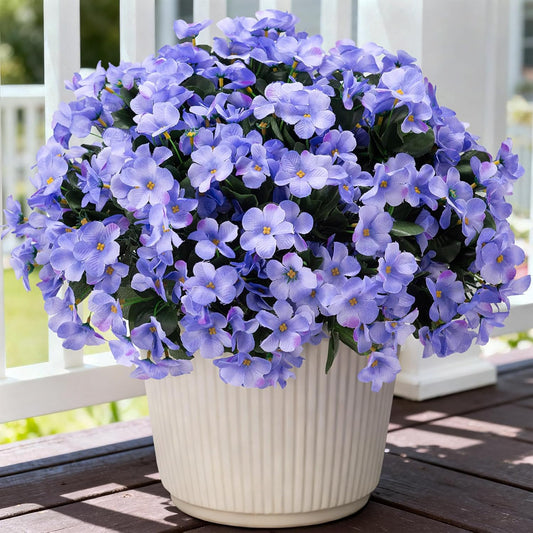 Artificial Flowers for Outdoors Decoration, 5 Bundles Faux Hydrangea UV Resistant Fake Arrangements Plants for Indoor Outside Garden Front Porch Spring Summer Decor, Blue