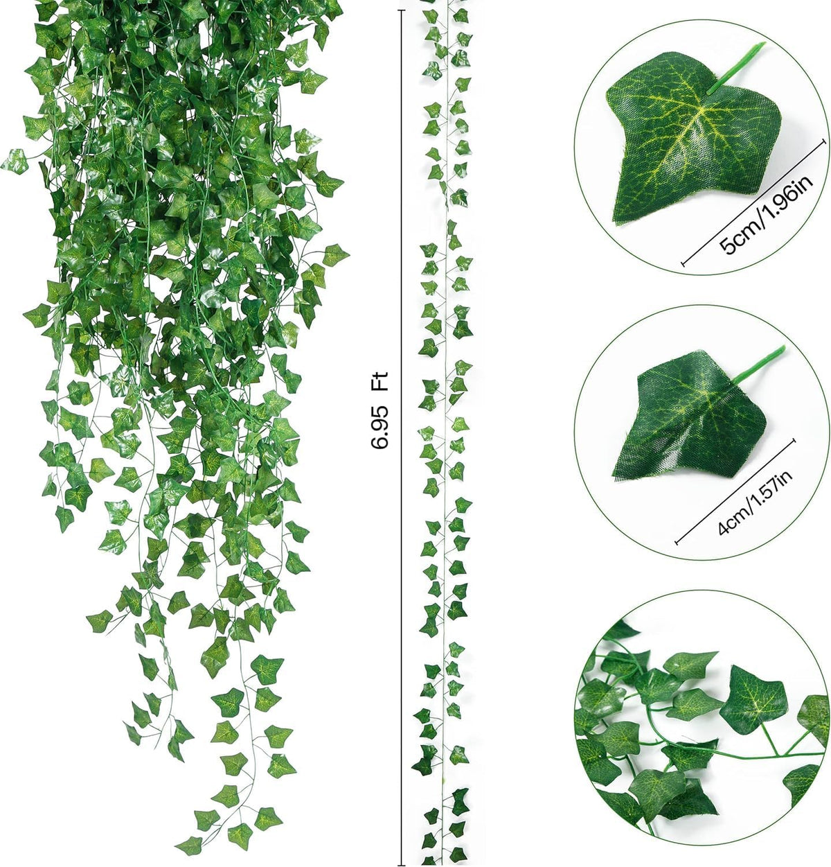 Sggvecsy 6 Pack 42Ft Artificial Ivy Leaf Plants with LED String Lights Fake Ivy Leaves Artificial Ivy Garland Greenery Hanging Plants Vines for Wedding Wall Party Home Room Kitchen Garden Decor