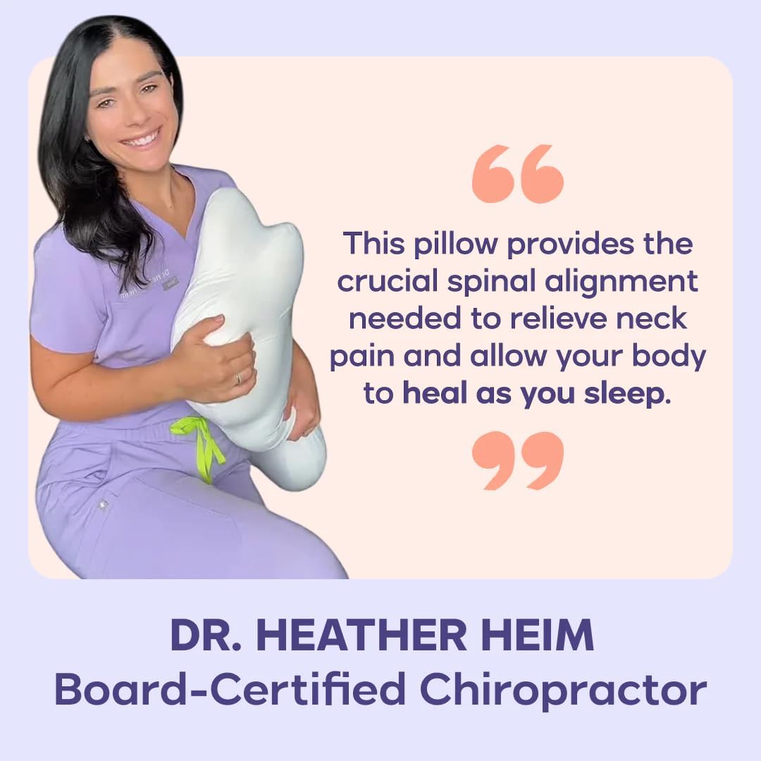 Memory Foam Pillow for Neck & Shoulder Support, Dual Height Ergonomic Cervical Pillow for All Sleepers