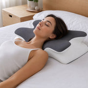 Back sleeper using the cooling contour memory foam pillow