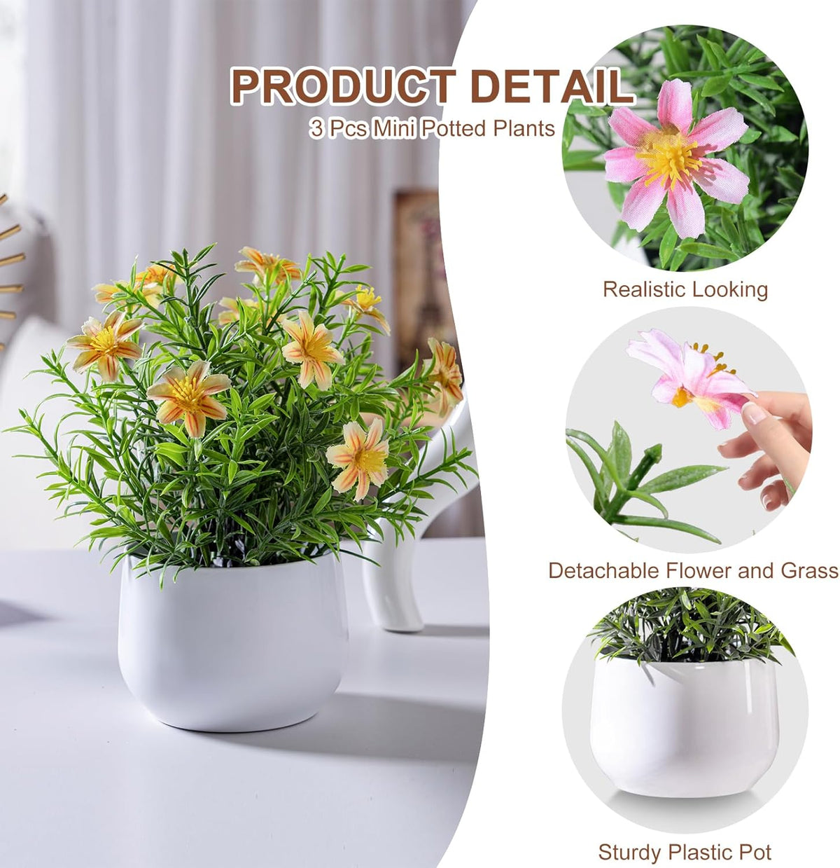 Refined Small Artificial Potted Kitchen Home Decor Kit