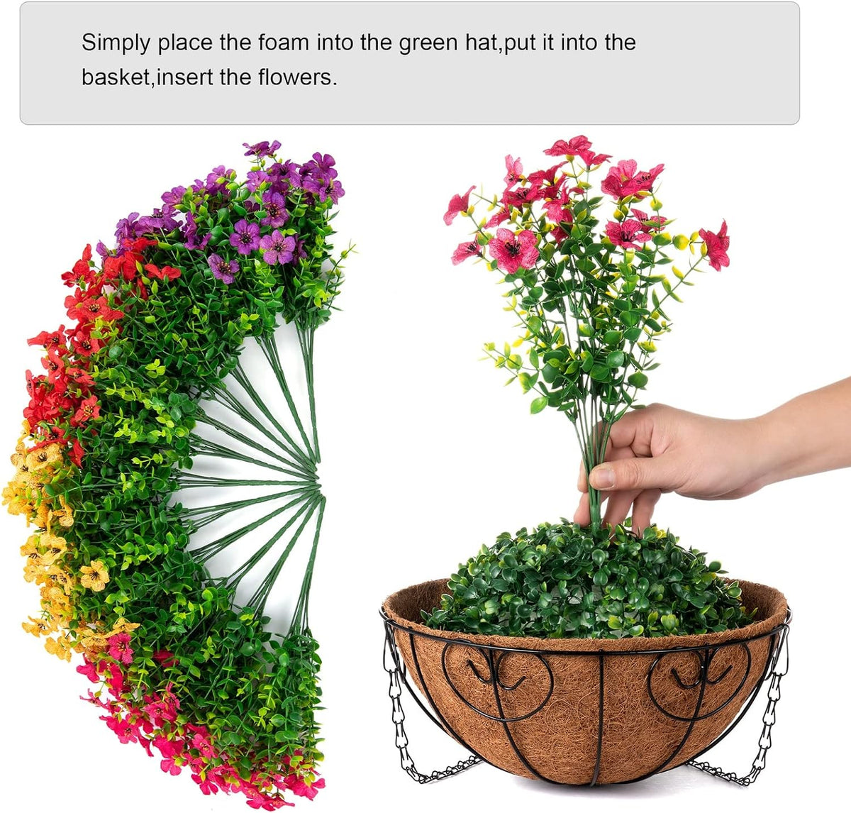 Elegant Artificial Hanging Flower Basket Home Decor Display