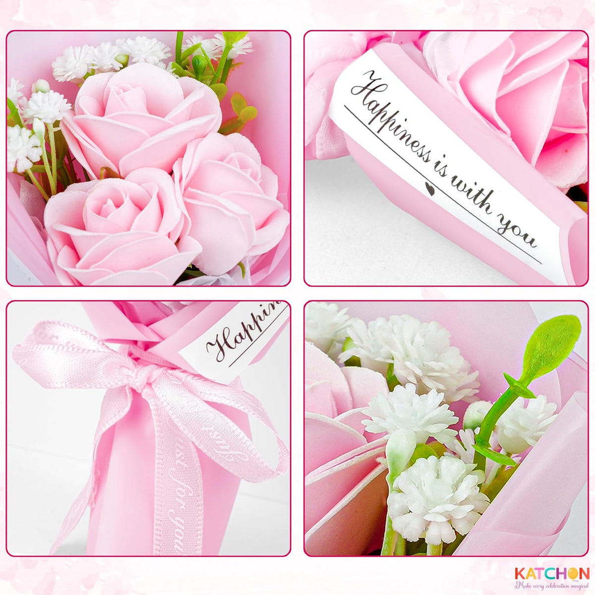 Lush Artificial Pink Rose Bouquet Indoor Decor Assortment