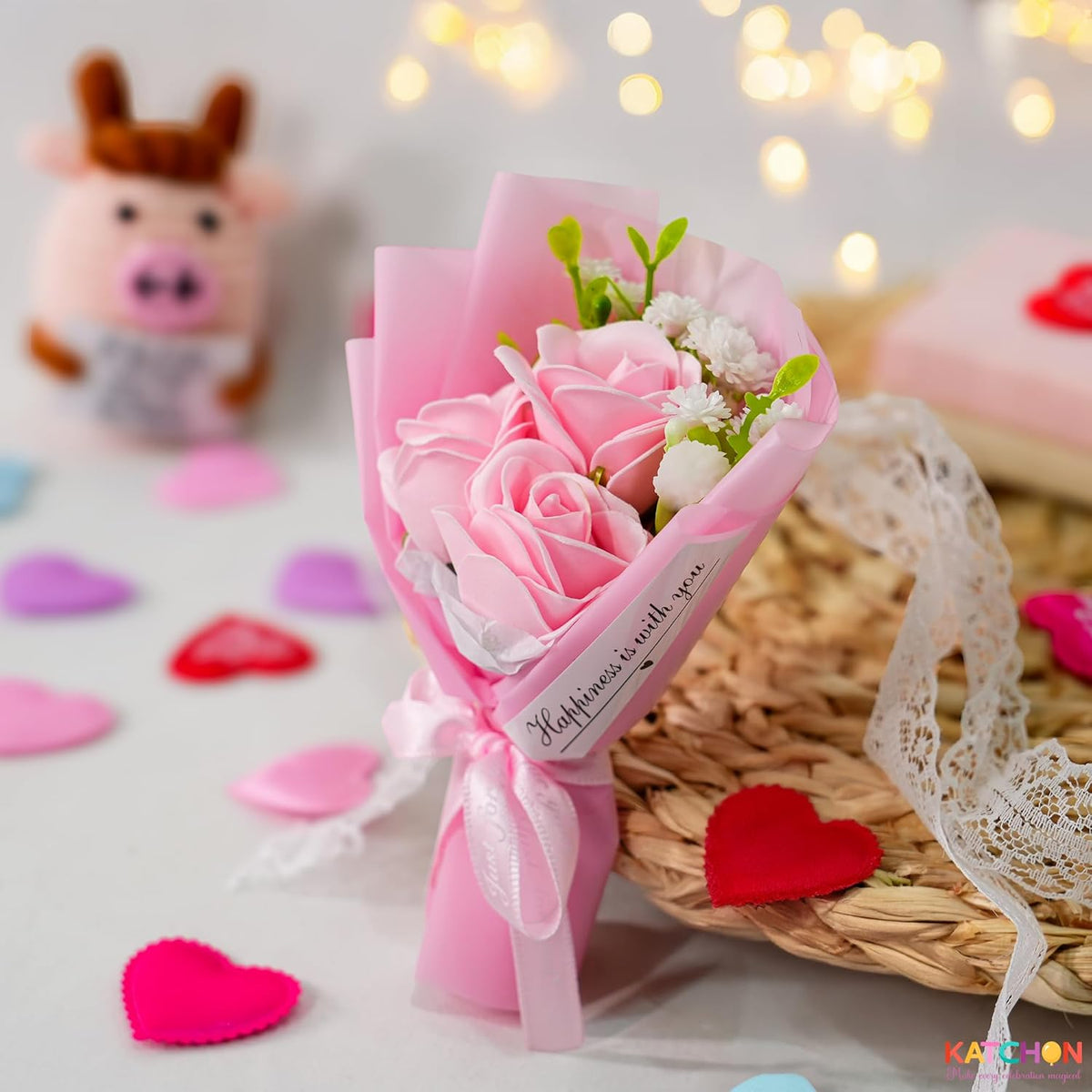 Lush Artificial Pink Rose Bouquet Indoor Decor Assortment