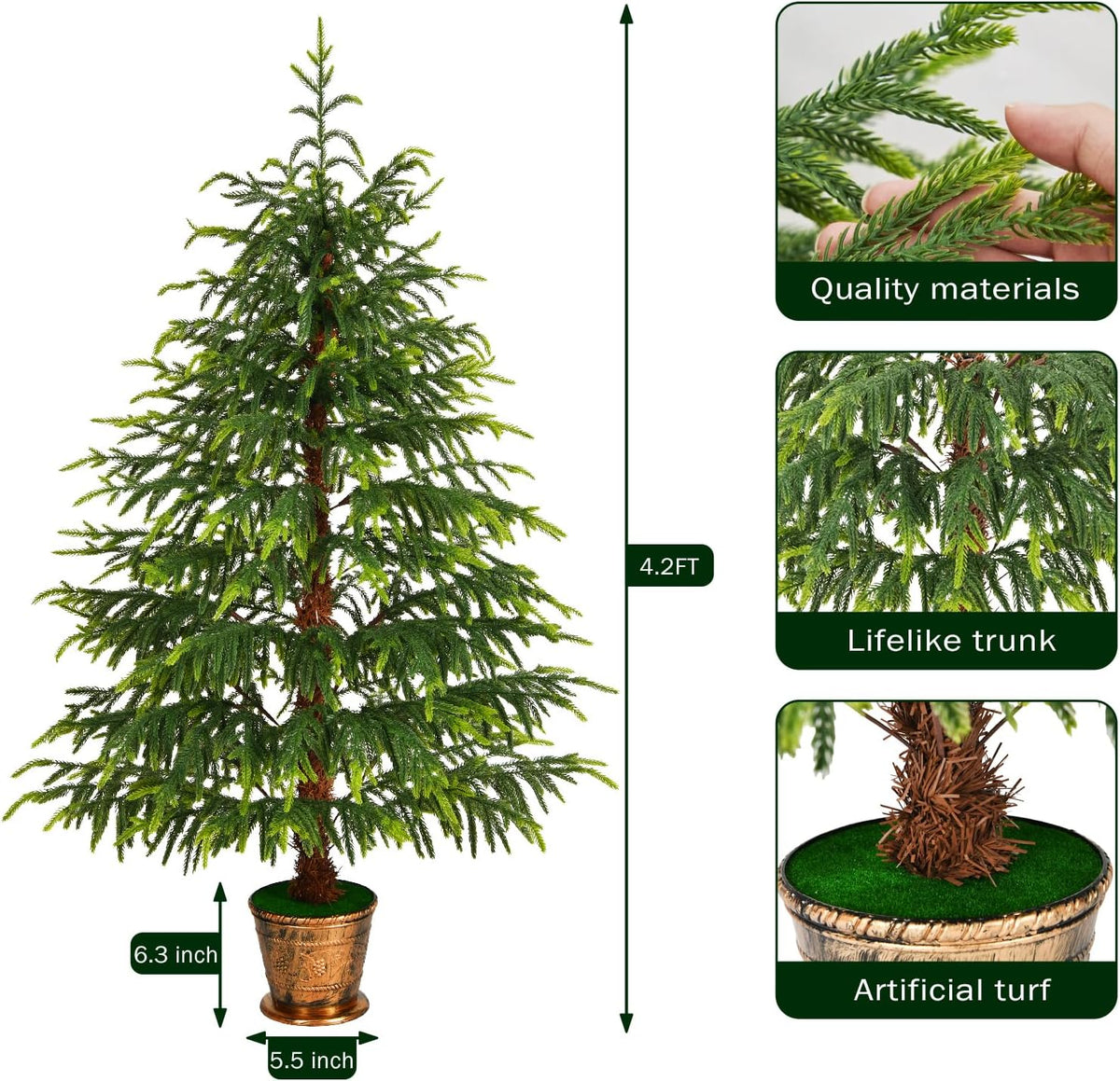Elegant Real Touch Artificial Norfolk Holiday Decor Display
