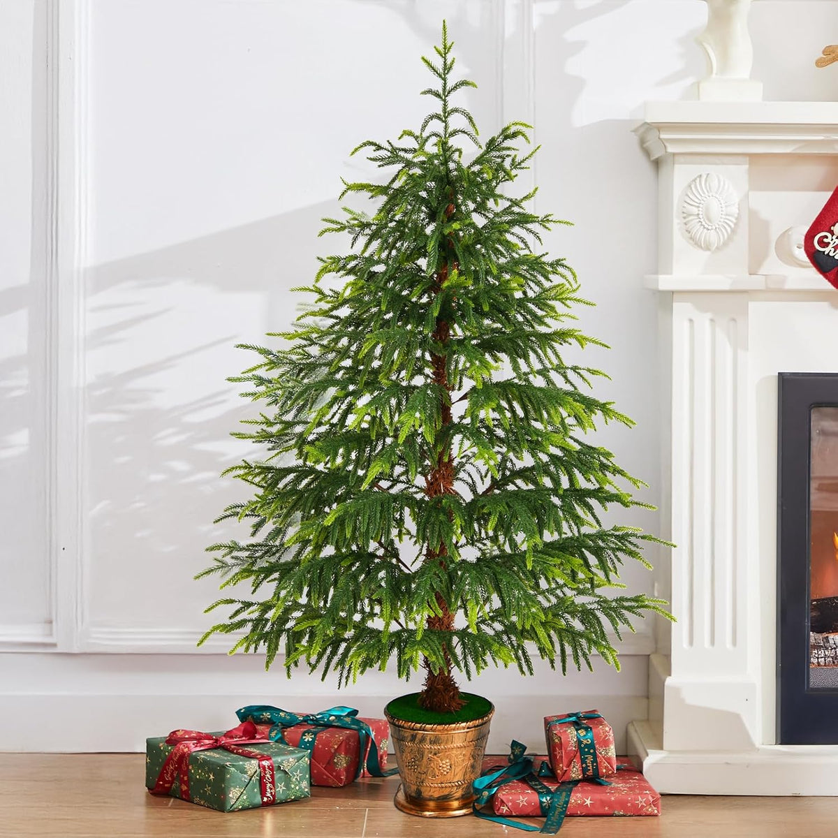 Elegant Real Touch Artificial Norfolk Holiday Decor Display