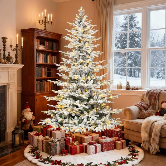Vibrant Prelit Flocked Warm Artificial Holiday Decor Statement