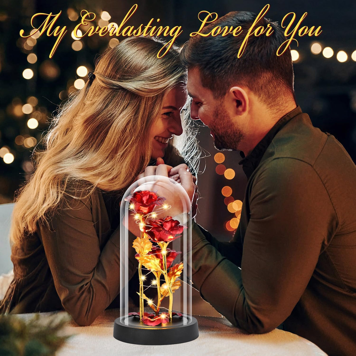 Seasonal Light Eternal Rose Glass Home Decor Display