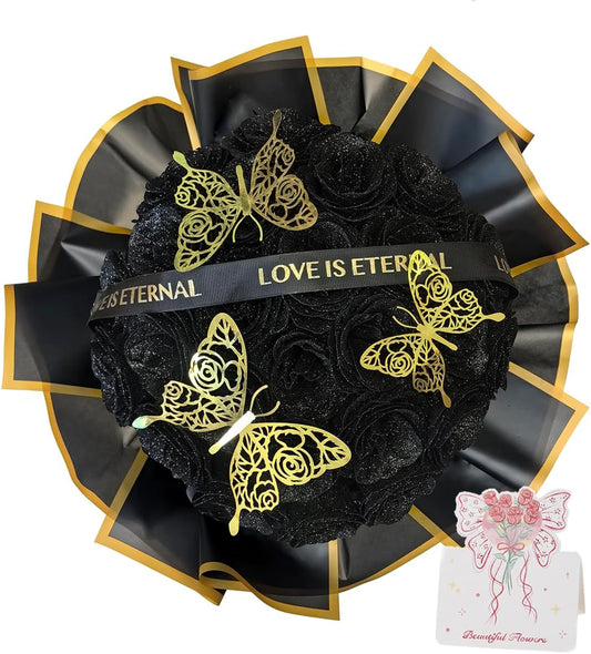 Festive Diy Black Glitter Rose Home Decor Arrangement