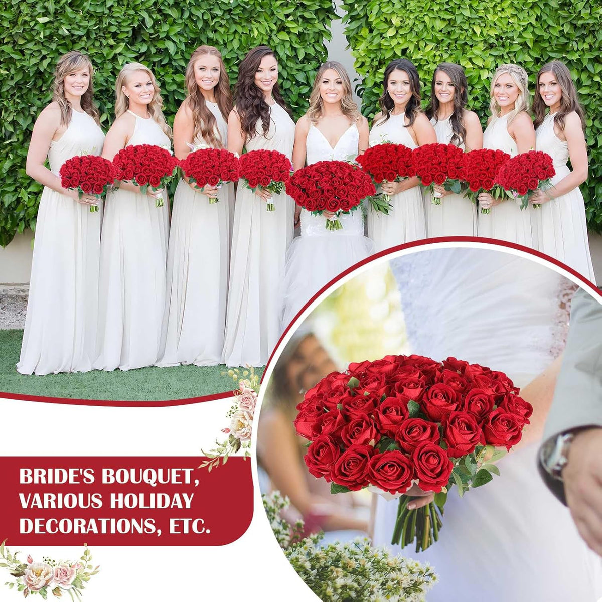 Classic Velvet Silk Artificial Roses Indoor Decor Arrangement