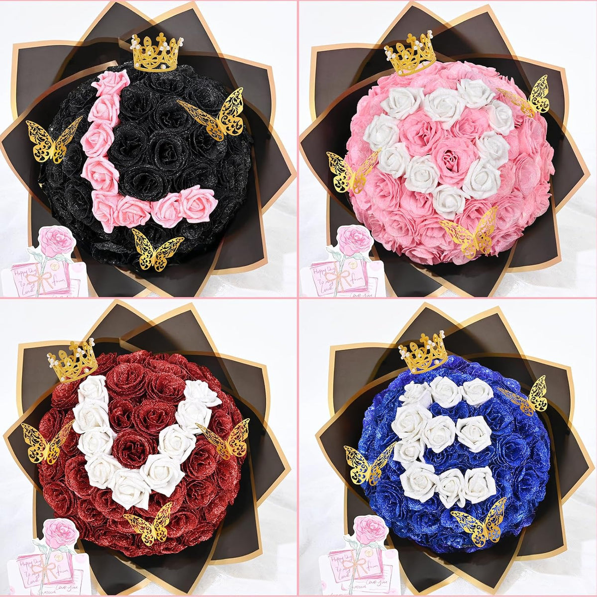 Natural Diy Glitter Rose Bouquet Home Decor Set