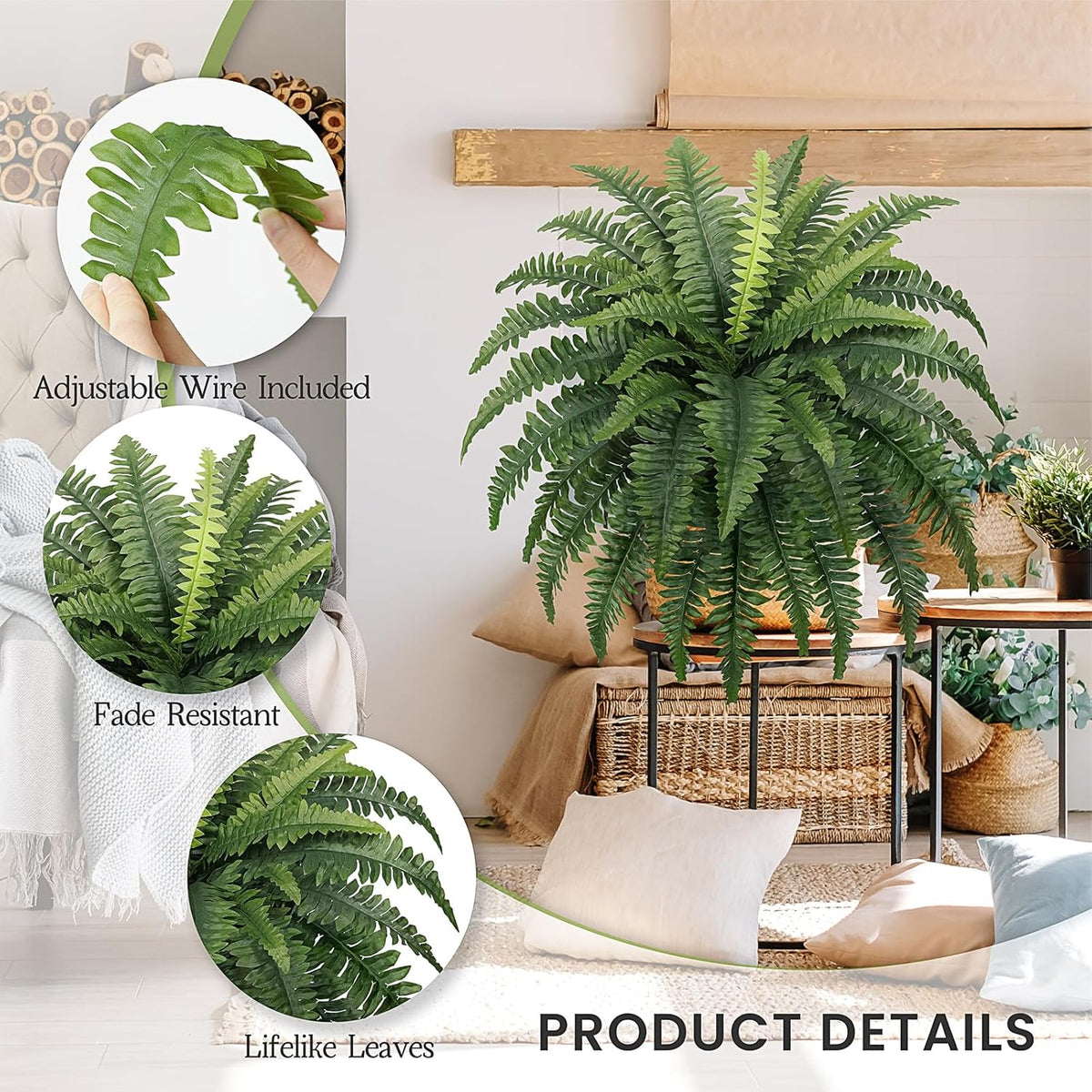 35''/42''/70''Classic UV Resistant Artificial Boston Indoor Decor Display