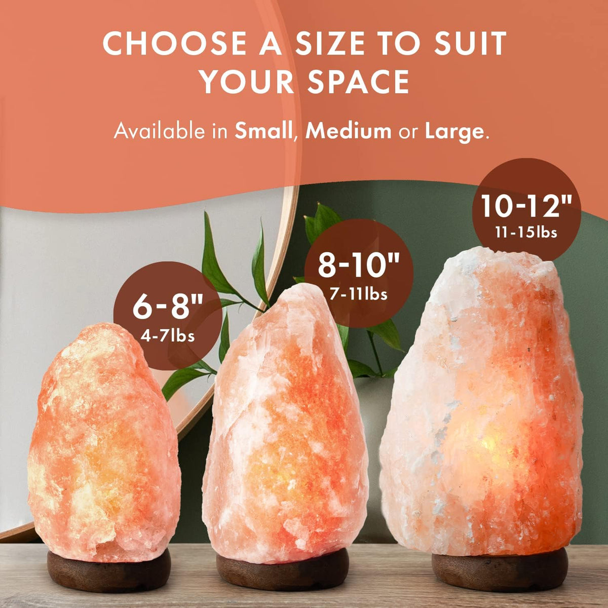 Himalayan Salt Lamp Large 8-10 Inch Pink Rock Lamp with Dimmer & Wooden Base