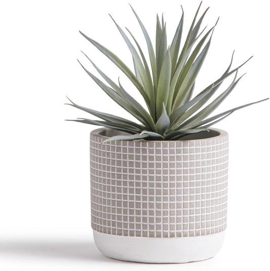Kurrajong Farmhouse Artificial Plant | 8" Fake Plant | Artificial Succulent in Pot | Fake Succulent | Faux Greenery Indoor | Beautiful Office Desk Decor