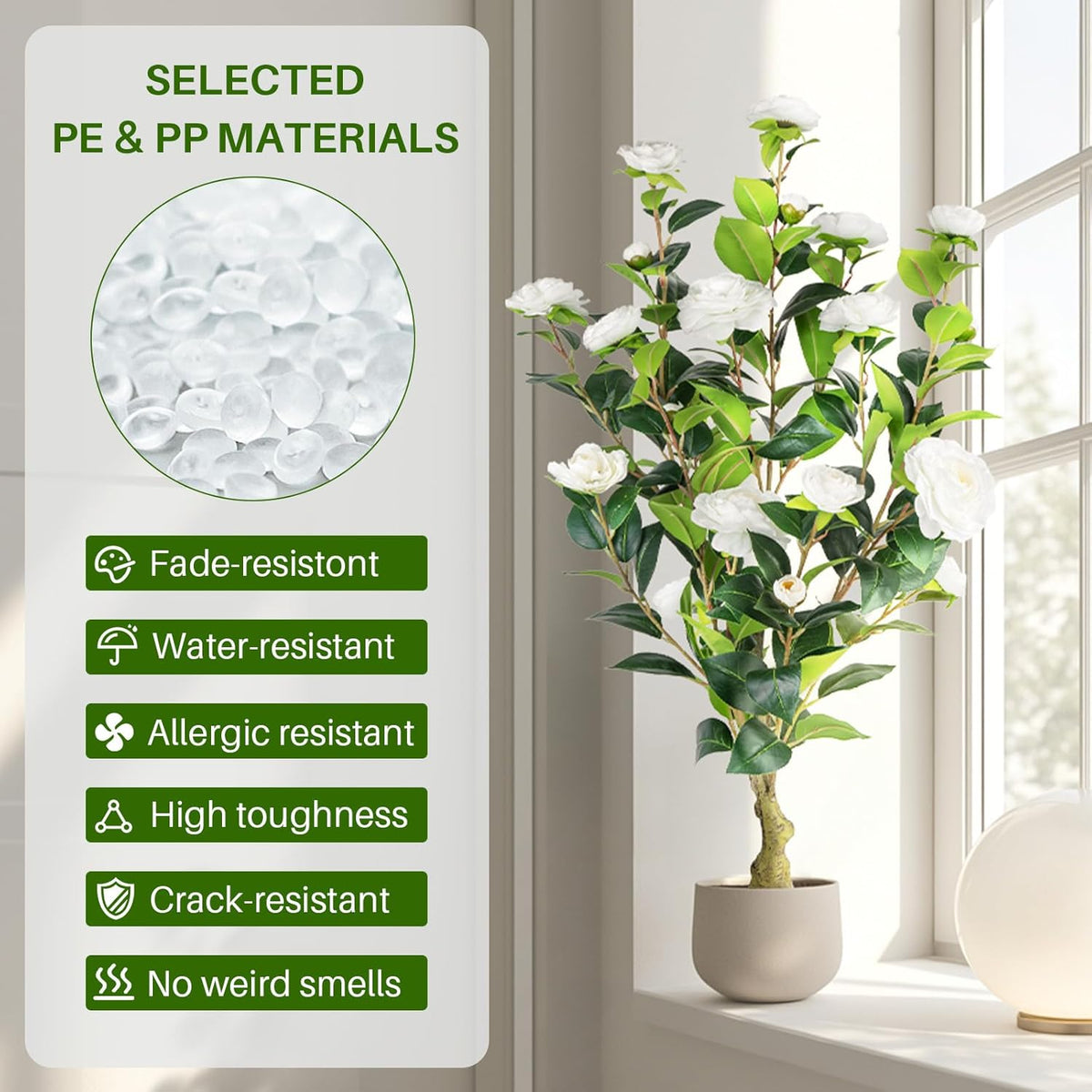 Stylish Artificial Camellia Pot Potted Home Decor Bundle