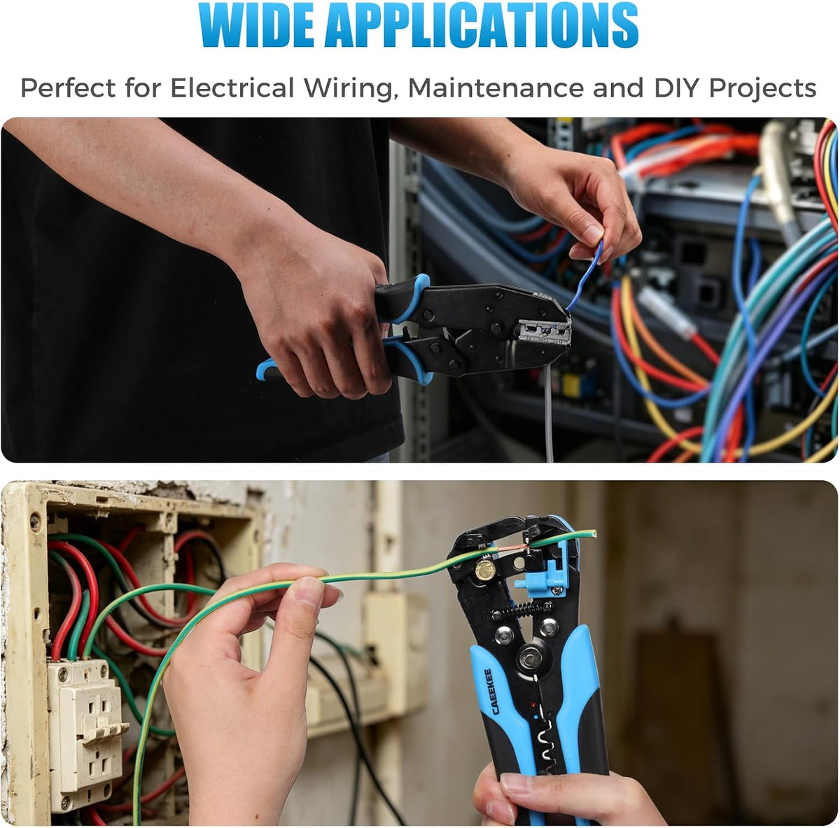 Wire Stripper and Crimping Tool Kit, AWG 24-10 Self-Adjusting Stripper with AWG 22-10 Ratchet Crimper