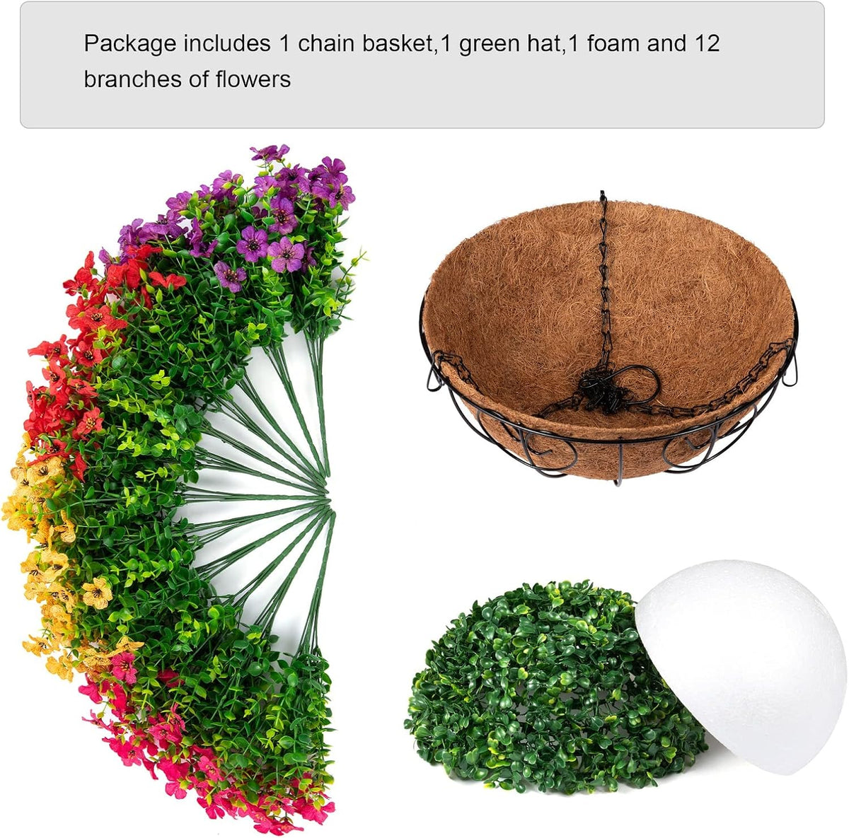 Elegant Artificial Hanging Flower Basket Home Decor Display