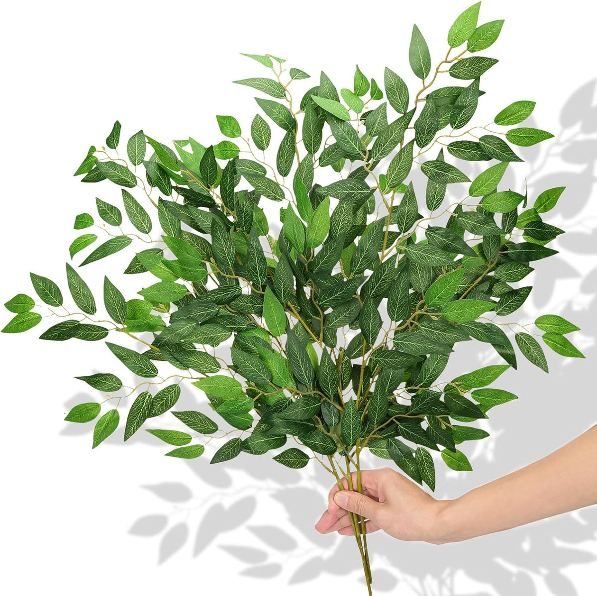 CEWOR 24pcs Italian Ruscus Greenery Stems, 27.6in Artificial Green Leaf Garland Vines Hanging Spray for Wedding Arch Bouquet Filler Table Centerpieces Home Decor