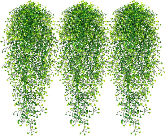 Fake Hanging Plants, 3pcs Faux Hanging Plants, Artificial Plants Ferns Ivy Vine for Wall House Indoor Outdoor Room Home Decor
