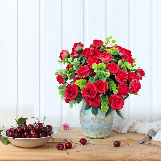 Sophisticated Artificial Roses Eucalyptus Piece Home Decor Collection