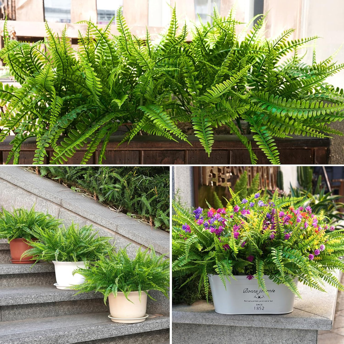 Lush Bundles Artificial Boston Ferns Home Decor Set