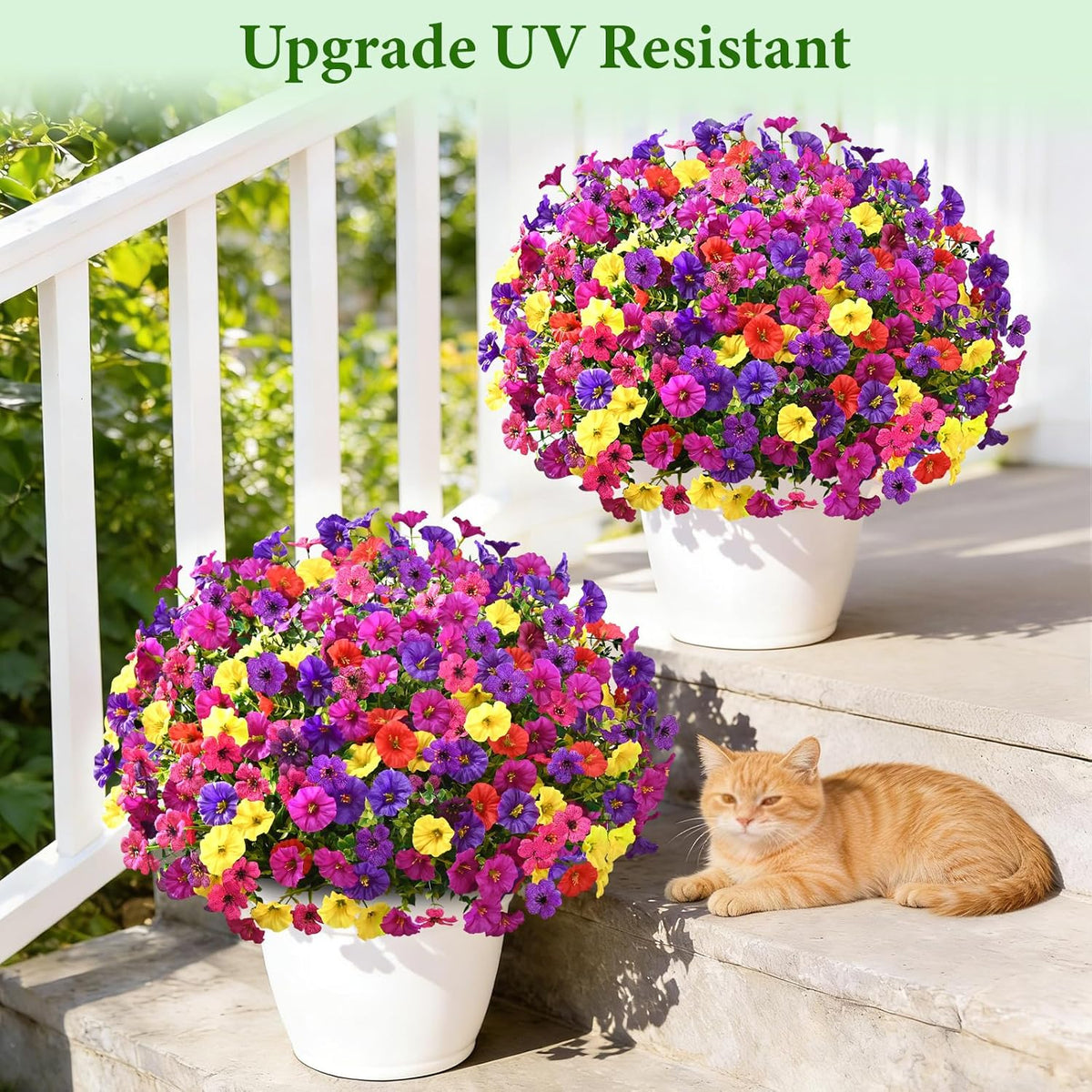 Yastouay Artificial Flowers for Outdoors, 14 Bundles UV Resistant Artificial Outdoor Flowers, Realistic Fake Outdoor Flowers Plant Faux Flowers for Outdoor Planters Front Porch Patio Window Box